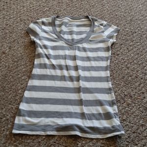 No boundaries grey and white striped shirt